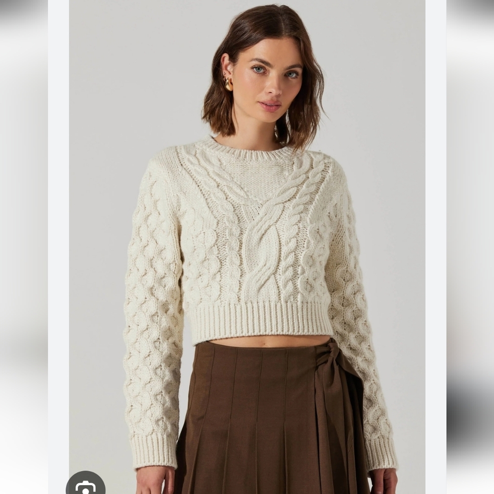 Caila Cable Knit Cropped Sweater Sz XL NWT